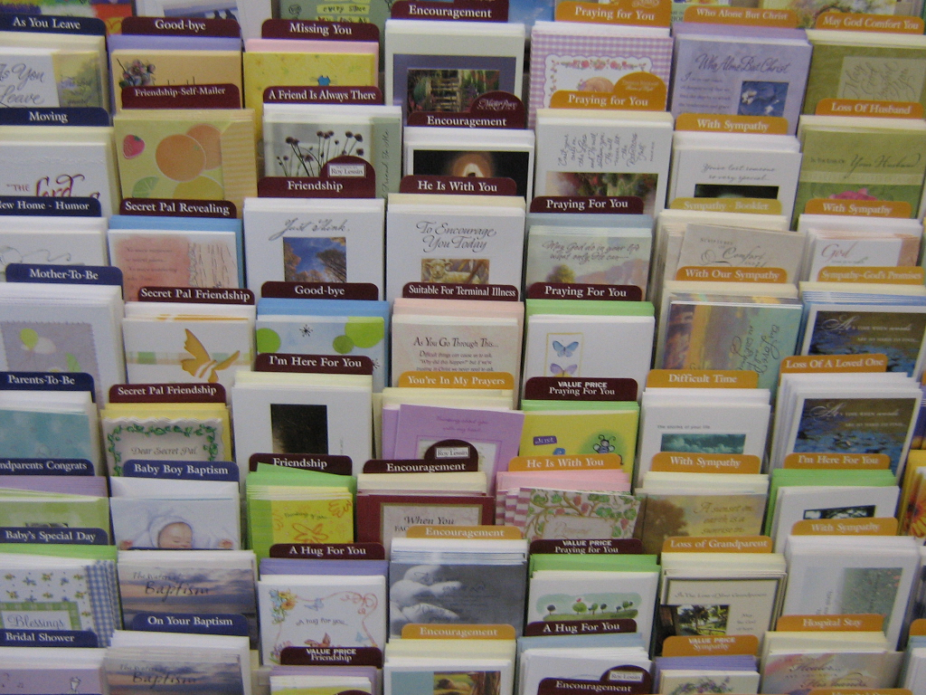 A display of greeting cards