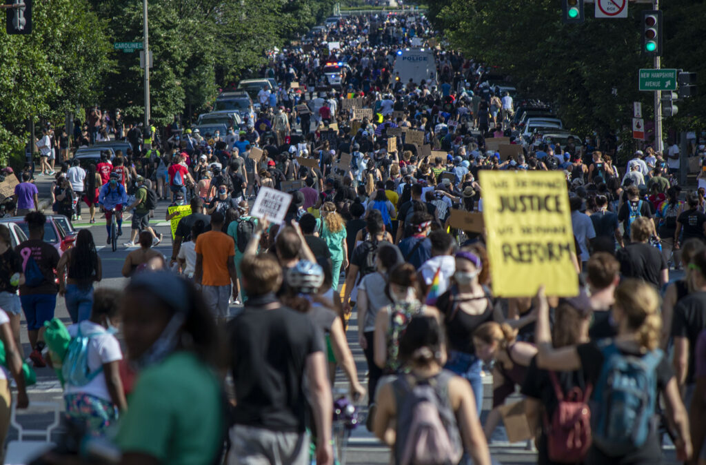 Photo of protesters on 16th Street.
