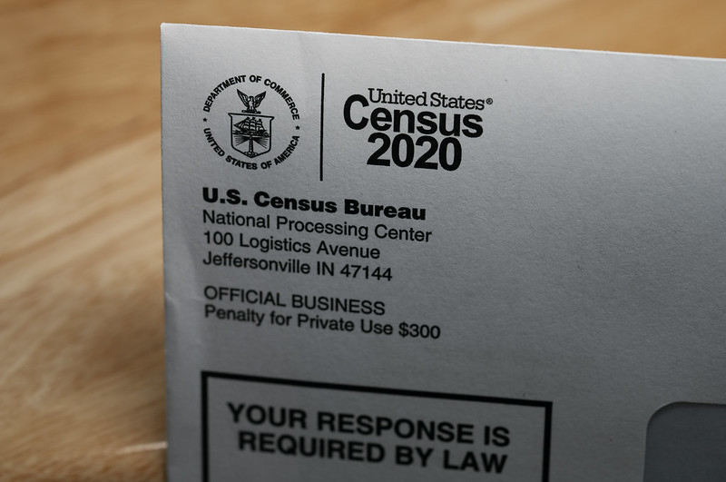 A U.S. Census Bureau letter stating "your response is required by law," which contains a code to complete the 2020 Census.