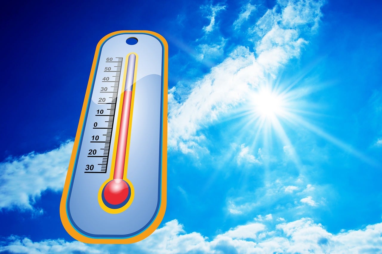 Thermometer with sky background