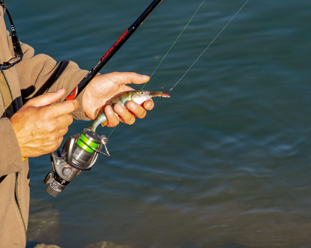 Close up photo of hands holding fishing rod