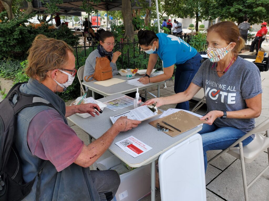 Photo of Pathways D.C.'s voter registration booth