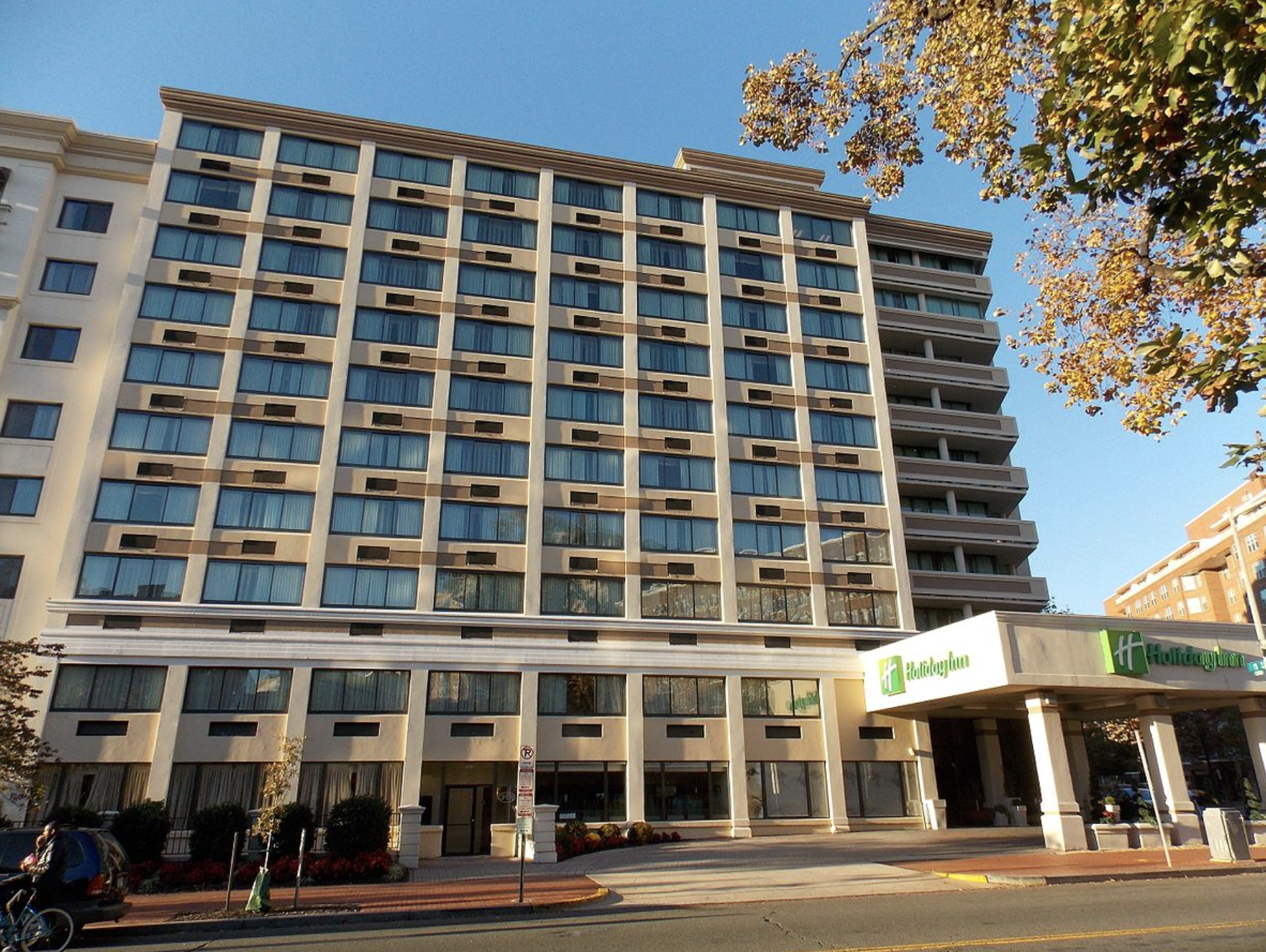 Picture shows the exterior of the Holiday Inn on Rhode Island Ave. NW