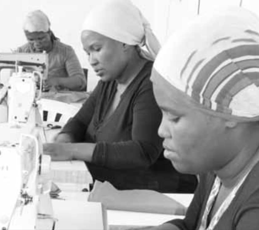 An image of seamstresses working in a center located in Saldanha, South Africa.