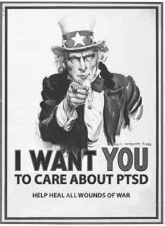 Image of Uncle Sam asking you to care about PTSD.