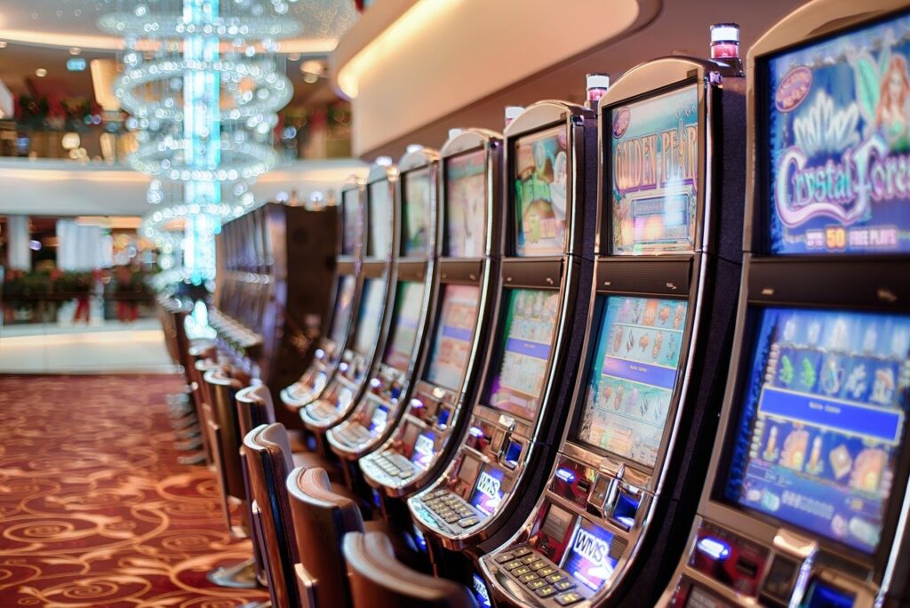 Photo of slot machines at a casino.
