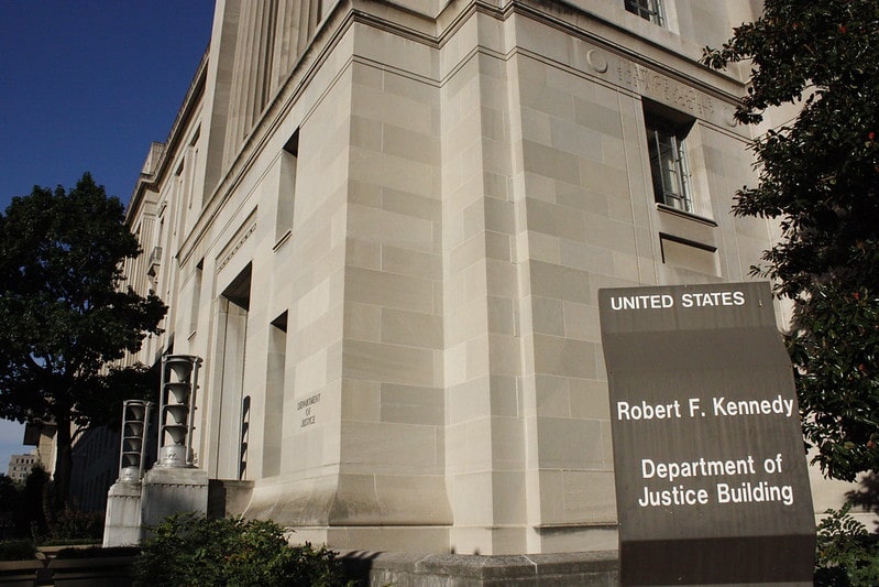 Photo of the U.S. Department of Justice Headquarters.