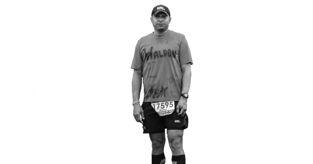 A photo of Waldon Adams at a marathon.