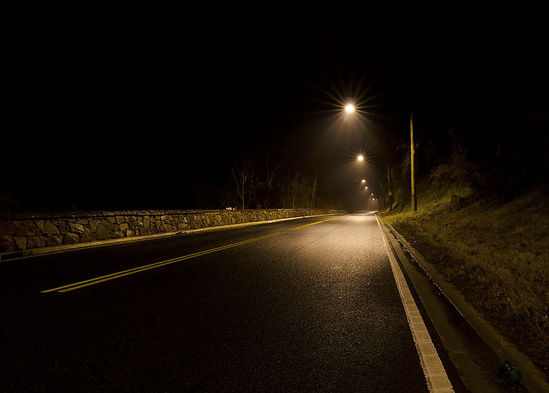Photo of Rock Creek Parkway in DC late at night.