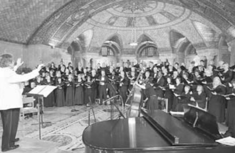 Musicians and a choir perform at the Shrine