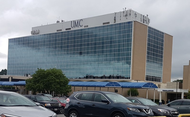 Photo of the UMC building from a parking lot