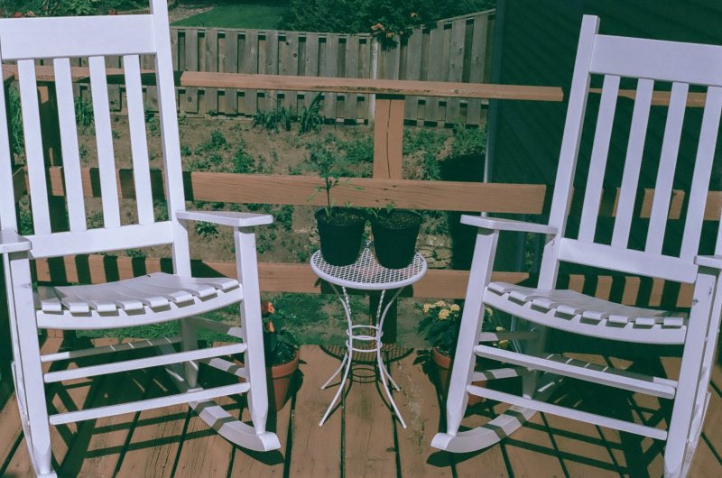 Photo of two empty rocking chairs