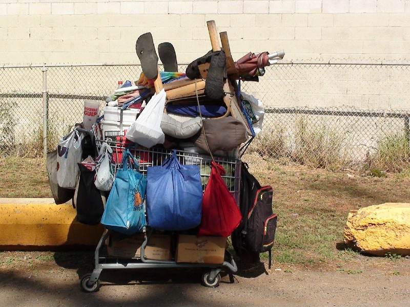 Photo of a cart of possessions