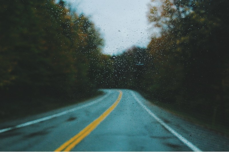 Photo of rain drops on a windshield