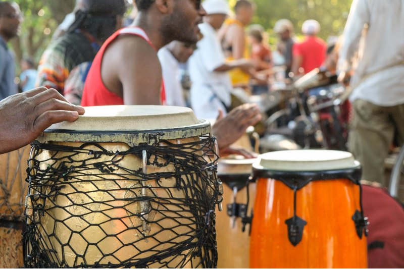 Photo of the Sunday Drum Circle at Meridian Hill/Malcolm X Park.
