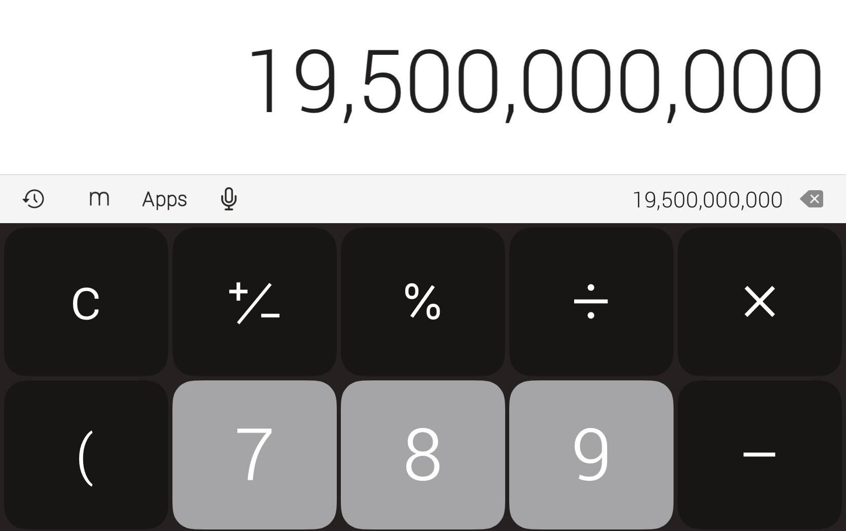 The figure 19.5 billion on a phone calculator.