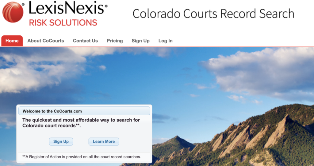 A webpage for LexisNexus